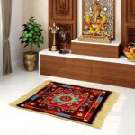 Kuber Industries Pack of 6 Velvet Prayer Mat - Meditation Carpet, Pooja Aasan, Check Square Traditional Mat - Small, Multicolor - Image 3