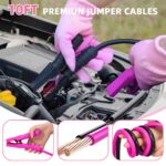 Roadside Emergency Car Kit for Vehicles, Pink Car First Aid Kit Emergency Kit with Jumper Cables, Car Safety Kits, Tow Strap, Tool Kit, Road Trip Assistance for Men, Women, New Driver Gifts - Image 3