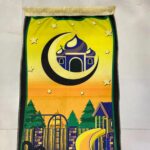 HADIYAH Rectangle Moon & Stars Kids Design Premium Janamaz | Prayer Mat with Name Customisation Option | Soft Velvet Prayer Rug - Image 3