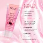 RENEE Pink Therapy PDRN 2-In-1 Sunscreen + Moisturizer SPF 50 PA+++ | In-Vivo Tested | With Niacinamide | Broad Spectrum UVA & UVB Protection | No Visble White Cast | Evens Skin Tone | 50g - Image 6