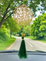 Gold Plated Brass Safar Dua Car Hanging | Arabic Islamic Travel Prayer Car Pendant | Elegant Muslim Gift for Ramadan, Eid, Hajj & Umrah | Luxury Rear View Mirror Charm for Car Interior Decor - Image 3