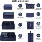 8 Pcs Packing Cubes for Travel, Travel Organizer Bags for Luggage, Suitcase with Toiletry Pouch and Shoe Bag - Set of 8 - Navy Blue, Mesh - Image 3