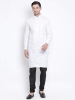 VASTRAMAY Mens Cotton Linen Kurta - Timeless Elegance for Festivals & Events | Plain Solid Full Sleeves Mandarin Collar Kurta | Traditional Indian Outfit - Image 6