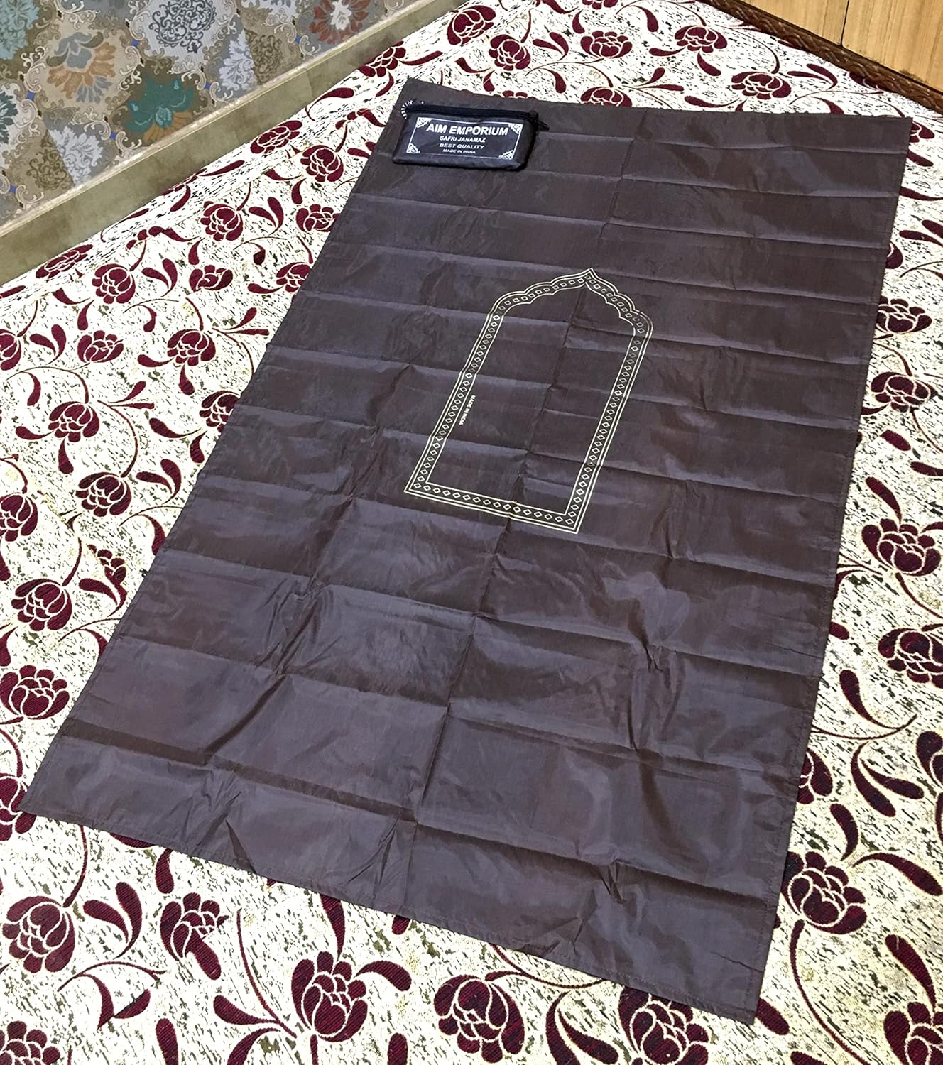 Aim Emporium Polyester Aim Emporim Prayer Rectangular Mat/Safari Janamaz/Prayer Rugs Color Brown Size Standard., 110 Cm, 65 Cm - Image 3
