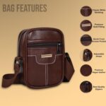 Pramadda Pure Luxury Trendy Milan SMALL Leather Sling Bag for Men Women | Classic Chest Slinger | Mobile Pocket Sling Bags for passport documents essential items| corporate gifts items. - Image 5