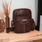 Pramadda Pure Luxury Trendy Milan SMALL Leather Sling Bag for Men Women | Classic Chest Slinger | Mobile Pocket Sling Bags for passport documents essential items| corporate gifts items. - Image 8