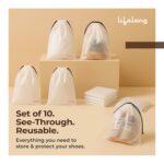 Lifelong Shoe Bags for Travel, Drawstring Travel Shoe Bags for Packing, Dustproof Portable Travel Shoe Storage Bag for Men and Women, Clear, Large, 10 Pack - Image 3