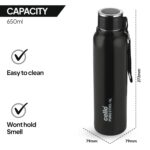 Cello Puro Steel-X Benz 900 Inner Steel Insulated Water Bottle 900 ml, Black | ISI Certified, BPA Free, Leakproof | Sturdy & Durable | Ideal for Office, College, Gym, Cycling, Camping & Outdoor Sports - Image 6