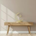 Ramadan Crescent Wooden Moon with Hanging Star Table Decor 12x12 Inch Islamic Decoration for Home Showpiece for Desk, Living Room & Festive Gift Gold Finish Decorative Stand - Image 4
