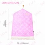 FAF Custom Baby Janamaz Prayer Mat | Customize Kids Islamic Prayer Rug for Boy & Girl (1 to 10) | Soft Thick Namaz Mat, Portable Travel Janemaaz | Mussalla for Home, Mosque, Hajj & Umrah (Pink) - Image 3