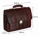 Red Cherry Premium Genuine Leather Office Bag for Men & Women | Single Handle Business Briefcase with Laptop Compartment, Multiple Pockets for Documents & Daily Essentials | Brown - Image 3