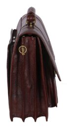 Red Cherry Premium Genuine Leather Office Bag for Men & Women | Single Handle Business Briefcase with Laptop Compartment, Multiple Pockets for Documents & Daily Essentials | Brown - Image 4