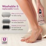 AGARO Callus Remover with 3 Interchangeable Head Rollers, Electronic Foot Scrubber For Callus & Dead Skin Removal, Pedicure Device, 2 Speed, Rechargeable Foot Care, Waterproof, CR1727, Pink - Image 3
