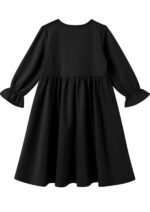 Girls Islamic Abaya Set with Hijab, Navy Blue, Traditional Muslim Prayer Dress, Long Sleeve Full Length Modest Clothing (black, 3-4 year) - Image 6