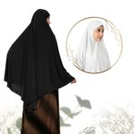 Women White Full Coverage Khimar with Head Cover Crystal Fabric Lightweight Breathable Islamic Prayer Hijab Modest Wear for Namaz - Image 5