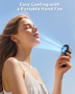 Portable Mini Fan with Digital Display - 7500RPM Ultra-Fast Portable Hand Fan, 2000mAh Rechargeable Battery, Pocket-Sized Cooling for Makeup, Travel, and Outdoor Use (Black) - Image 4