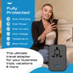 Ceptics Universal Charger Adapter, 35W 6 in 1 International Travel Adapter, Universal Plug Socket with 10 Years Warranty, PD/QC 3.0, 1x USB-C, 3 USB Fast Charging, Worldwide Travel Adapters., Black - Image 8