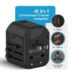 Ceptics 4 in 1 Universal Charger Adapter, 2 USB QC 3.0, 20W USB-C Universal Travel Adapter All in One Fast Charging, International Travel Adapter Lifetime Limited Warranty, for EU, UK, USA/AUS, Black - Image 3