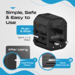 Ceptics 4 in 1 Universal Charger Adapter, 2 USB QC 3.0, 20W USB-C Universal Travel Adapter All in One Fast Charging, International Travel Adapter Lifetime Limited Warranty, for EU, UK, USA/AUS, Black - Image 7