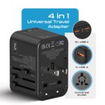 Ceptics Universal Charger Adapter with Type C 65W Laptop/MacBook Mobile Charging, 4 in 1 International Travel Adapter, 1 USB 2 USB-C W/3.1A Max, 10 Years Warranty, Worldwide Travel Adapter, Black - Image 3