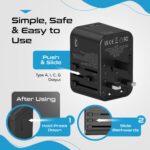 Ceptics Universal Charger Adapter with Type C 65W Laptop/MacBook Mobile Charging, 4 in 1 International Travel Adapter, 1 USB 2 USB-C W/3.1A Max, 10 Years Warranty, Worldwide Travel Adapter, Black - Image 5