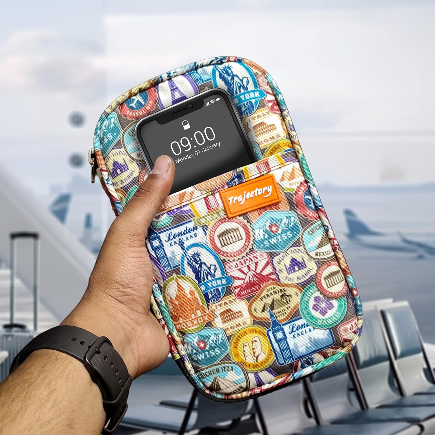 Trajectory Travel Polyester Passport and Card Holder and Wallet Organiser Case for Daily Use and International Trip for Men's and Women's (Monument), Multicolor - Image 7