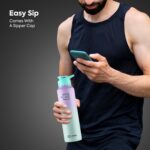 PEXPO Water Bottle 1 ltr Stainless Steel Sports/Fridge Bottle with Sipper Cap | Single Wall | For Home, Office, Gym, Travelling | Lightweight | BPA Free | Craft Pro 950ml | Green-Purple Ombre - Image 5
