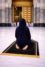 Janamaz Prayer Mat – Turkey Soft Velvet Namaz Mat | Premium Aasan for Daily Salah, Janimaz Namaz, Comfortable & Durable Prayer Mat | 44x27 Inch, Laser Cut - Black - Image 5