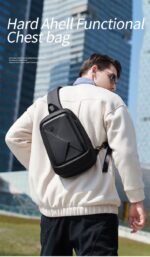 Arctic Hunter Sling Bag for Men 6L Semi-hard Chest Bag for 9.7" iPad Pocket Smart Crossbody Bag with USB Ports Water-resistant Stylish Padded Shoulder Side Bag for Biking Travel Office College, Black - Image 7