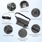 DOCOSS-Fanny Pack for Men,Women,Waterproof Waist Bag,1 RFID Safe Pocket,Premium Stitching & Zippers Travel Side Bag for Men,Women -Belt Bag with Extra Extendable Belt for Travelling (Black) - Image 4