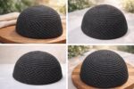 Pure Handmade Cotton Muslim Prayer Cap for Men, Topi Cap for Muslim Namaz, Islamic Prayer Caps for Muslims, Turkish Stylish Sufi Knitting Cotton Cap Black (Pack of 1) Free Size - Image 3