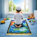 HADIYAH Rectangle Rainbow Salah Joy Kids Design Premium Janamaz | Prayer Mat with Name Customisation Option | Soft Velvet Prayer Rug - Image 6