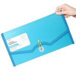 Saya Deluxe 13 Pocket Chequebook Expanding Bag with Lock 400 Sheet Capacity Document Organizer Indexed Divider Tabs for Chequebooks Passbooks Slips Secure Elastic Closure Home Office Use Blue Design - Image 3