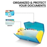 Saya Deluxe 13 Pocket Chequebook Expanding Bag with Lock 400 Sheet Capacity Document Organizer Indexed Divider Tabs for Chequebooks Passbooks Slips Secure Elastic Closure Home Office Use Blue Design - Image 4