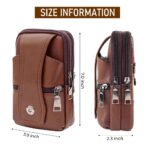ZIBUYU® Mobile Pouch for Men Leather Magnetic Cover Belt Clip Compatible for iPhone 12, 13, 14 Pro Max Phone Case Mini Crossbody Men Waist Sling Bag Mobile Holster for Men, Brown - 1 - Image 3