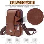 ZIBUYU® Mobile Pouch for Men Leather Magnetic Cover Belt Clip Compatible for iPhone 12, 13, 14 Pro Max Phone Case Mini Crossbody Men Waist Sling Bag Mobile Holster for Men, Brown - 1 - Image 4