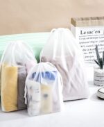 MosQuick 10Pcs Clear Drawstring Bags 30X40 Cm - Transparent Pouches for Travelling, Makeup, Shoes - Travel Organizer and Packing Idea for Clothes - Nylon, Transperent - Image 4