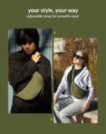 Destinio Crossbody Bags for Women and Men - Slim & Stylish, Luxury Nylon Fabric, Branded Zippers - Small Side Half Moon Sling Bag & Waist Bag, Unisex Chest Bag (Olive Green, Half Moon Sling) - Image 3