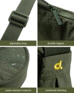 Destinio Crossbody Bags for Women and Men - Slim & Stylish, Luxury Nylon Fabric, Branded Zippers - Small Side Half Moon Sling Bag & Waist Bag, Unisex Chest Bag (Olive Green, Half Moon Sling) - Image 4