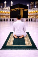 Janamaz Prayer Mat Turkey Soft Velvet | Namaz Mat, Janimaz Namaz Aasan, Islamic Prayer Rug for Salah | 44x27 Inch, Green - Image 3