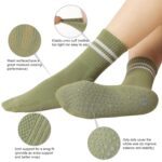 Toes Home Pilates Socks for Women with Non Slip Grippers, Yoga Crew Socks for Barre Hospital Sticky Slipper Socks 4 Pairs - Image 3