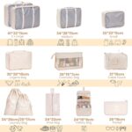 Set of 12 Packing Cubes, Travel Organizer Bags for Luggage & Suitcase | Includes Various Size Mesh Bags, Lingerie & Shoe Bag, Cosmetic Pouch, Toiletry Bag, Drawstring Bag, Cable Pouch - Image 3