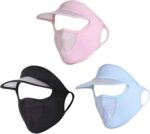 1Pack, Women Full Face UV Protection Mask with Eye Cover Sun Shade Hat | Ice Silk Breathable Lightweight Face Cover | Ponytail Design | Outdoor Summer Cycling (Multicolor) - Image 2