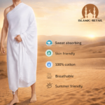 LIMRA Premium Men’s White Cotton Ihram Set for Hajj and Umrah | 2-Piece Quality Cloth | Free Size 46” X 92” - Divine Comfort!