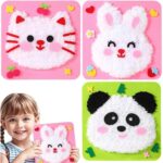 3PCS Embroidery Kit for Kids, DIY Cartoon Craft Set with 3 Animal Designs, Complete Embroidery Kit for Beginners, Includes Cat Rabbit Panda Patterns, Creative Embroidery Kit for Kids Activity - Image 2