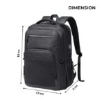 Aspire 22L Waterproof Laptop Backpack for Bikers, 16 Laptop Compartment, USB Port, Anti-Theft Pocket, Multiple Compartments - Full BlackBlue-Black - Image 3