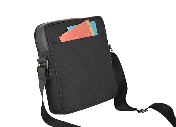 MONTERE Crossbody Sling Bag, Black Carbon Fibre Pattern, Multiple Storage Pockets MONTERE Crossbody Sling Bag, Black Carbon Fibre Pattern, Multiple Storage Pockets
