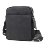 Imperial Series Messenger Shoulder Bag, Black Canvas, Adjustable Strap, Multiple Compartments