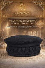 ALBARAKAH® Stylish Black Velvet Afghani Cap Muslim Namaz Topi Islamic Traditional Men Cap,Size: 54 cm to 56 cm. - Image 2