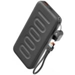 Ambrane 10000mAh Slim & Compact Powerbank with in-Build Type C Cable, 22.5W Fast Charging, USB & Type C Output, Power Delivery, Quick Charge for iPhone, Android & Tablets, Earbuds, (Stylo N10,Black) - Image 2